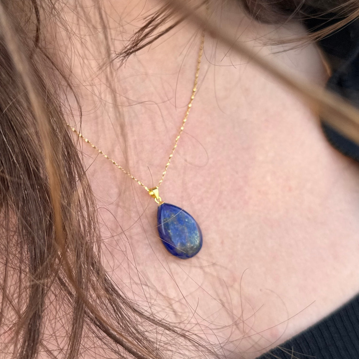 Lapis Lazuli drop pendant, Premium gemstone gift