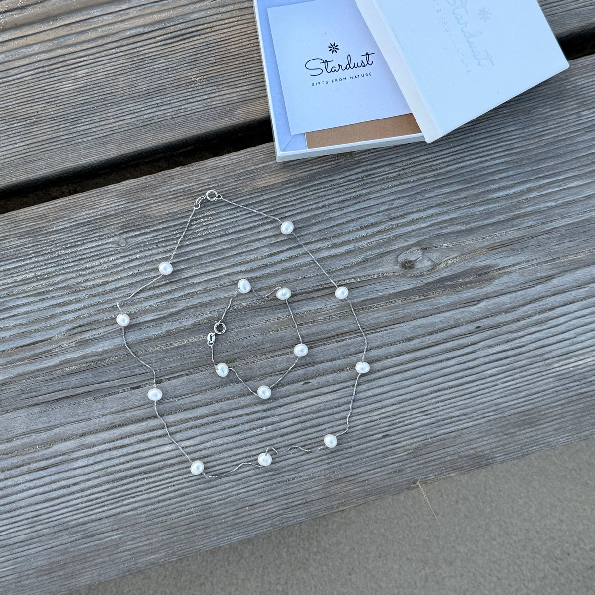 White Pearl Necklace & Bracelet on Sterling Silver