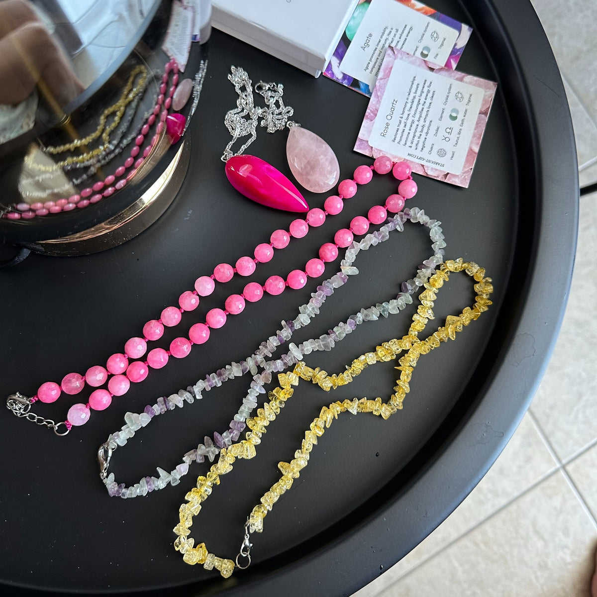 Magenta Pink Agate Point Pendant