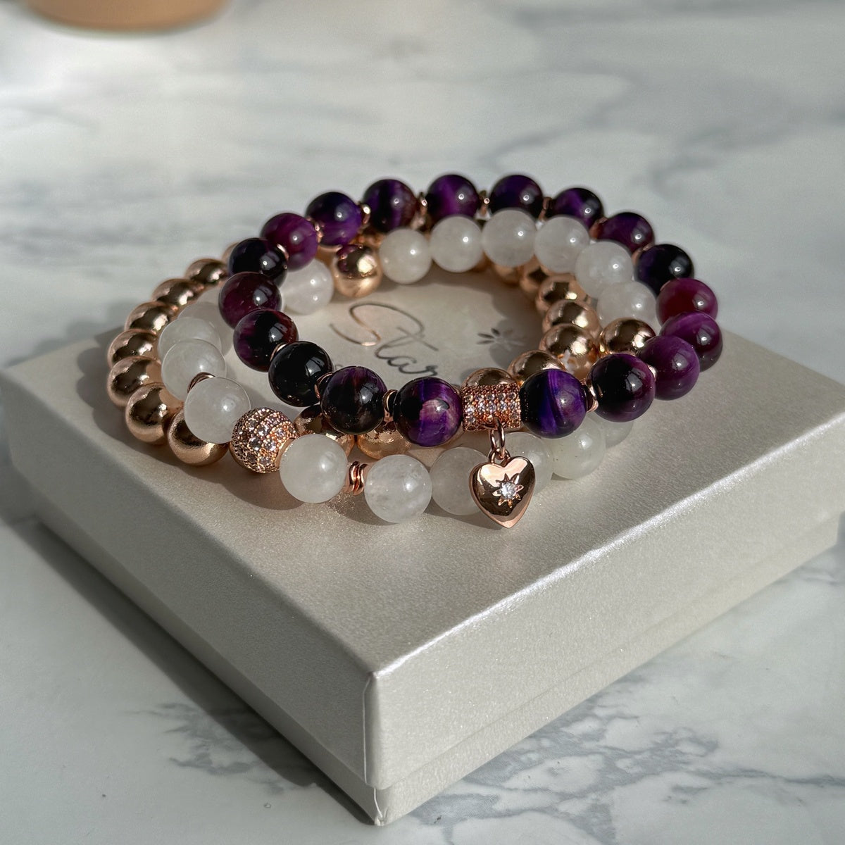 Purple Natural Stone Bracelet Set