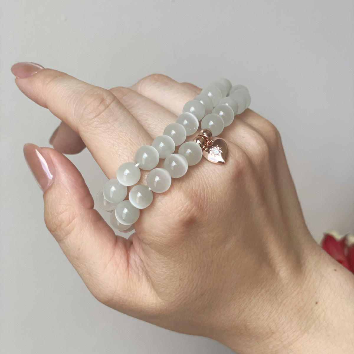 White Cat's Eye bracelet set