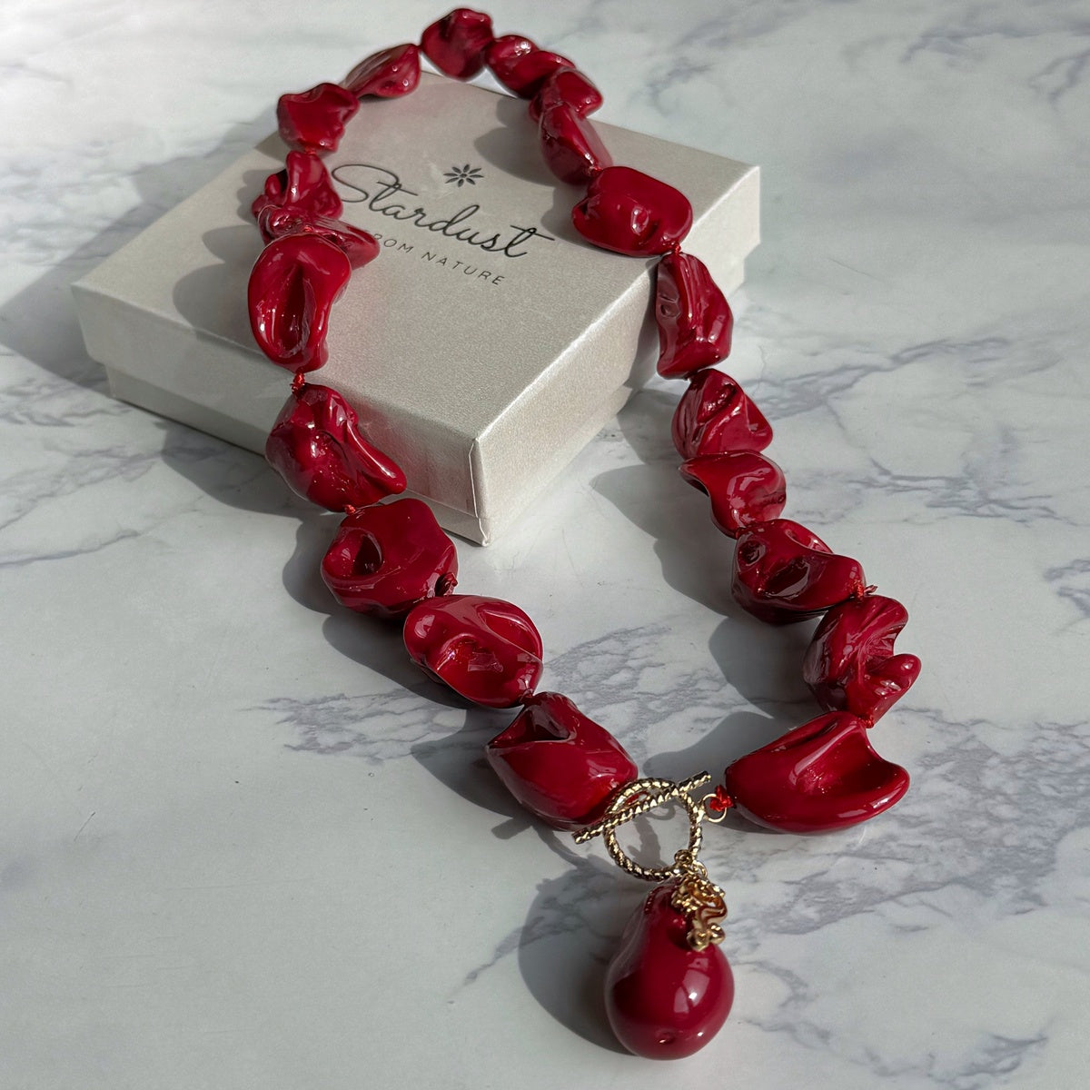 Red Baroque Pearl Necklace, Glamorous Evening Formal jewelry