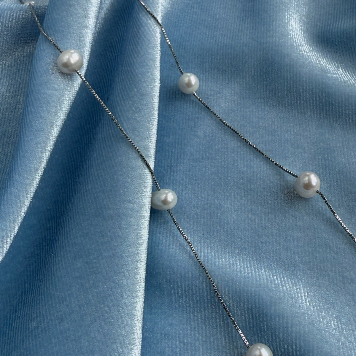 White Pearl Necklace & Bracelet on Sterling Silver