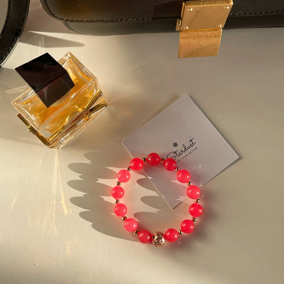 Fuchsia Pink Jade Bracelet | Rose Gold Hematite