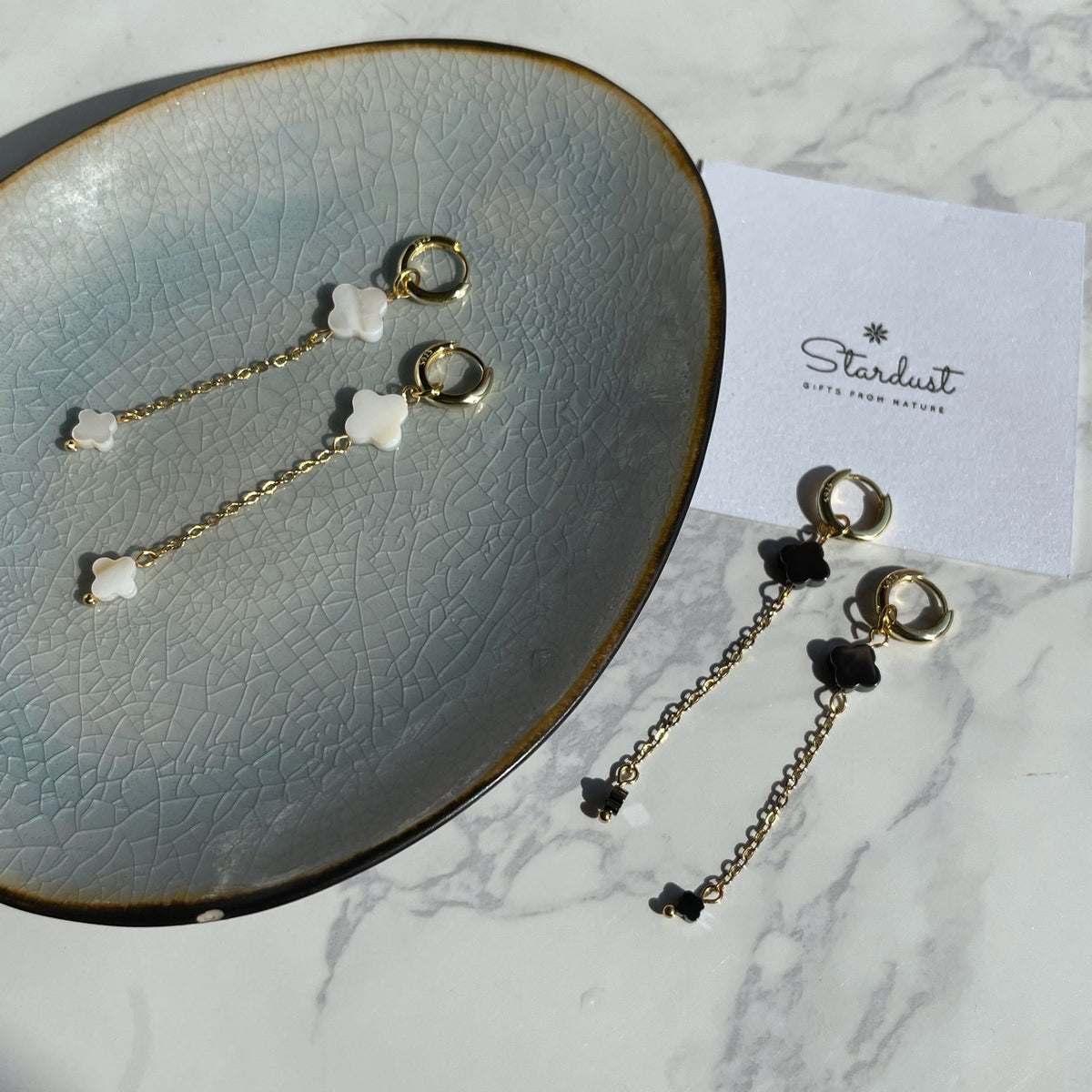 Éclat de Nacre | Handmade Mother of Pearl Clover Earrings