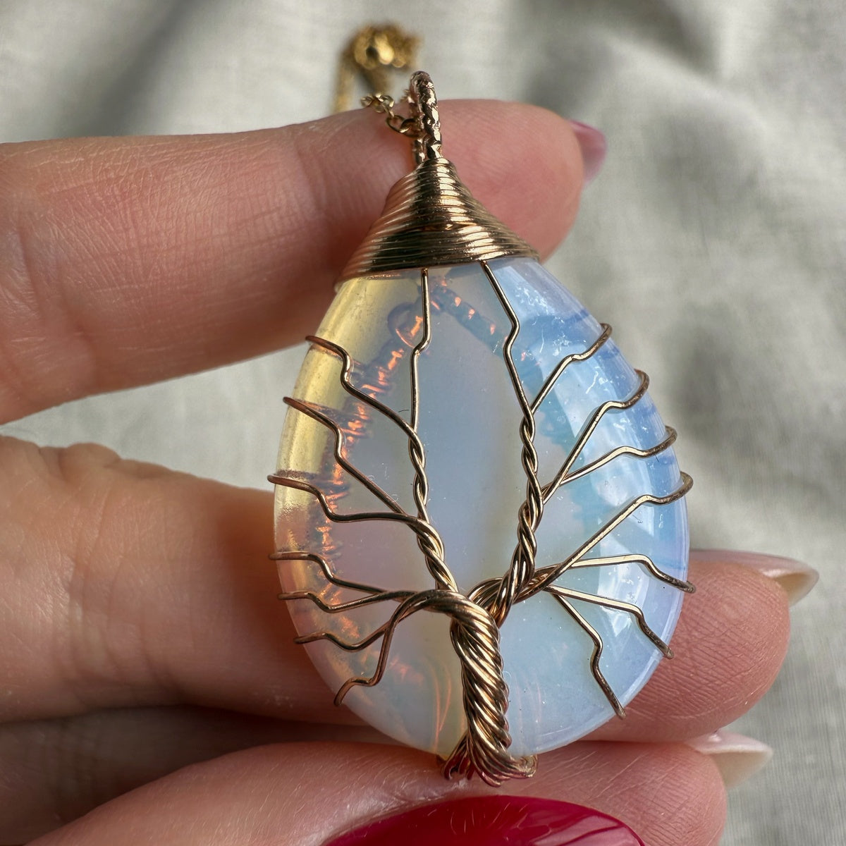 Opalite Tree of Life Necklace | 18K Gold Plated