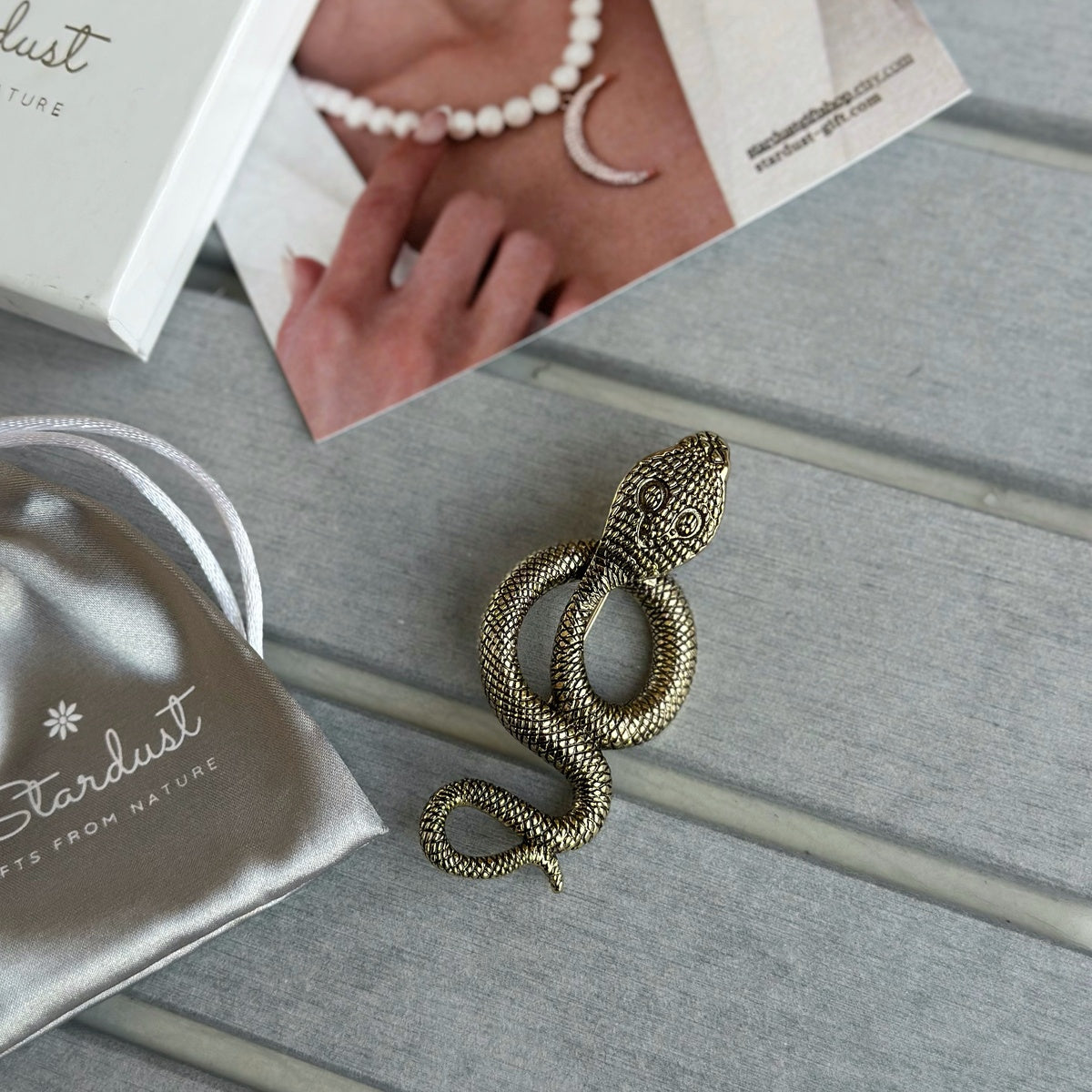 Antique Gold Snake Brooch