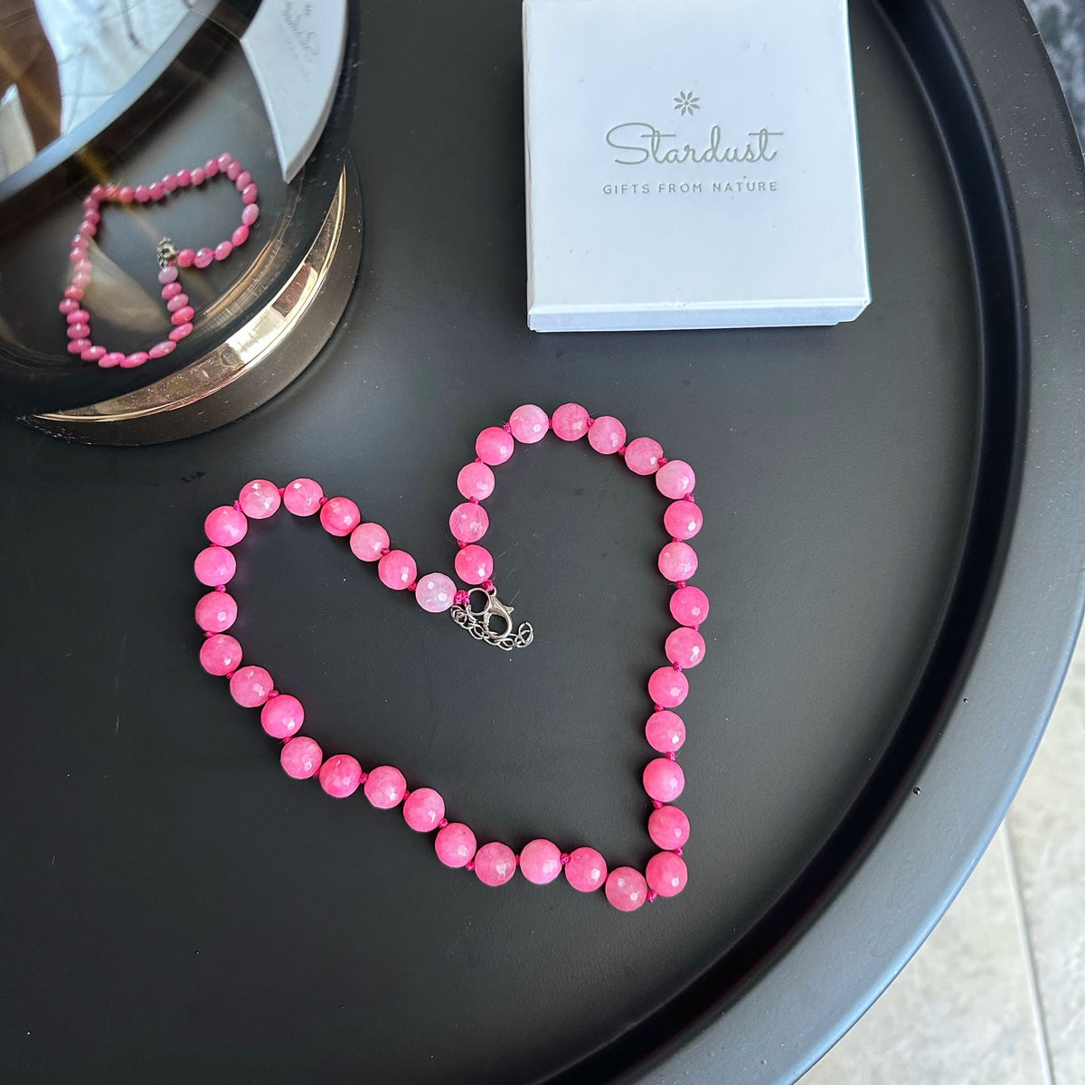 Pink Agate beaded necklace