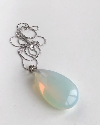 Big Opalite Pendant silver necklace