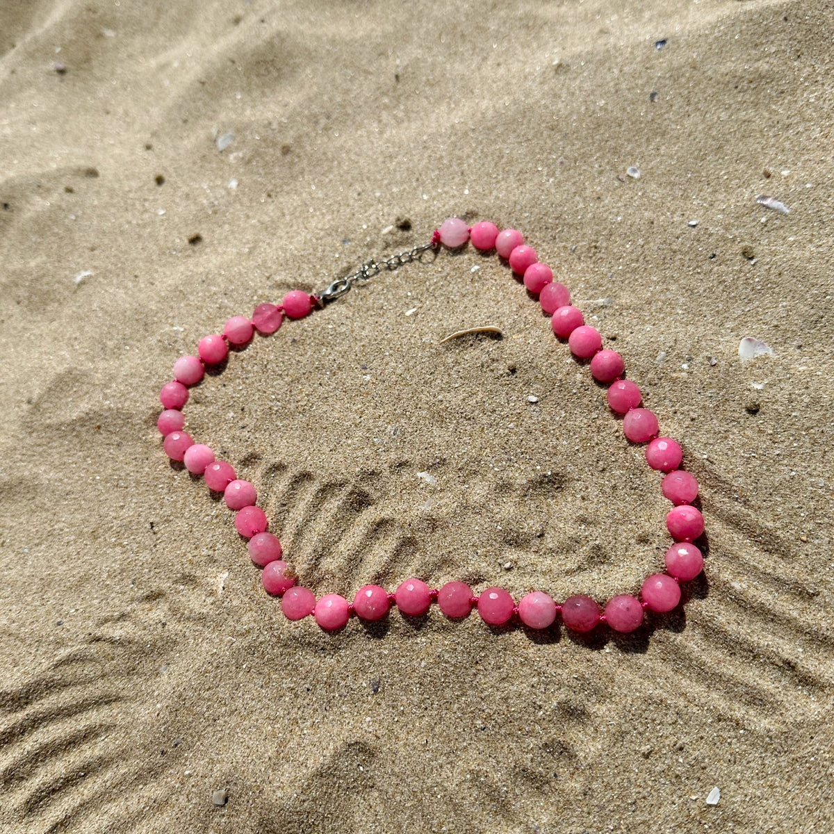 Pink Agate beaded necklace