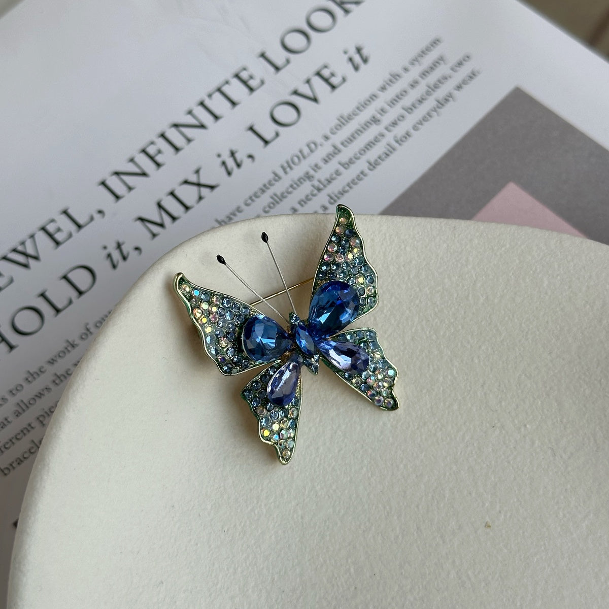 Blue Crystal Glamorous Butterfly Brooch
