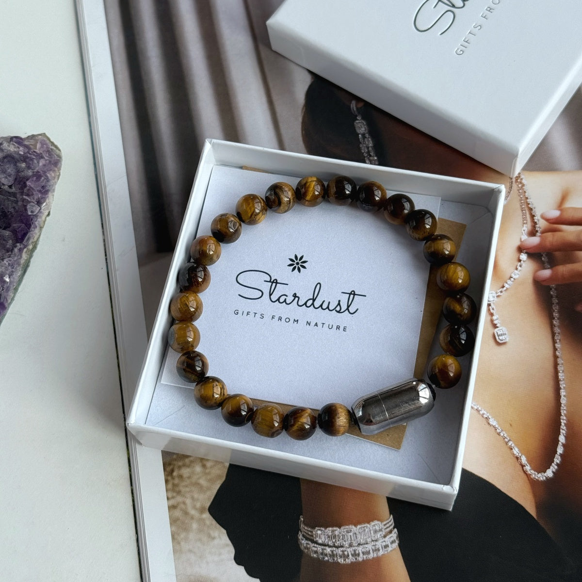 Men’s Tiger Eye Bracelet | Natural Gemstones & Magnetic Clasp