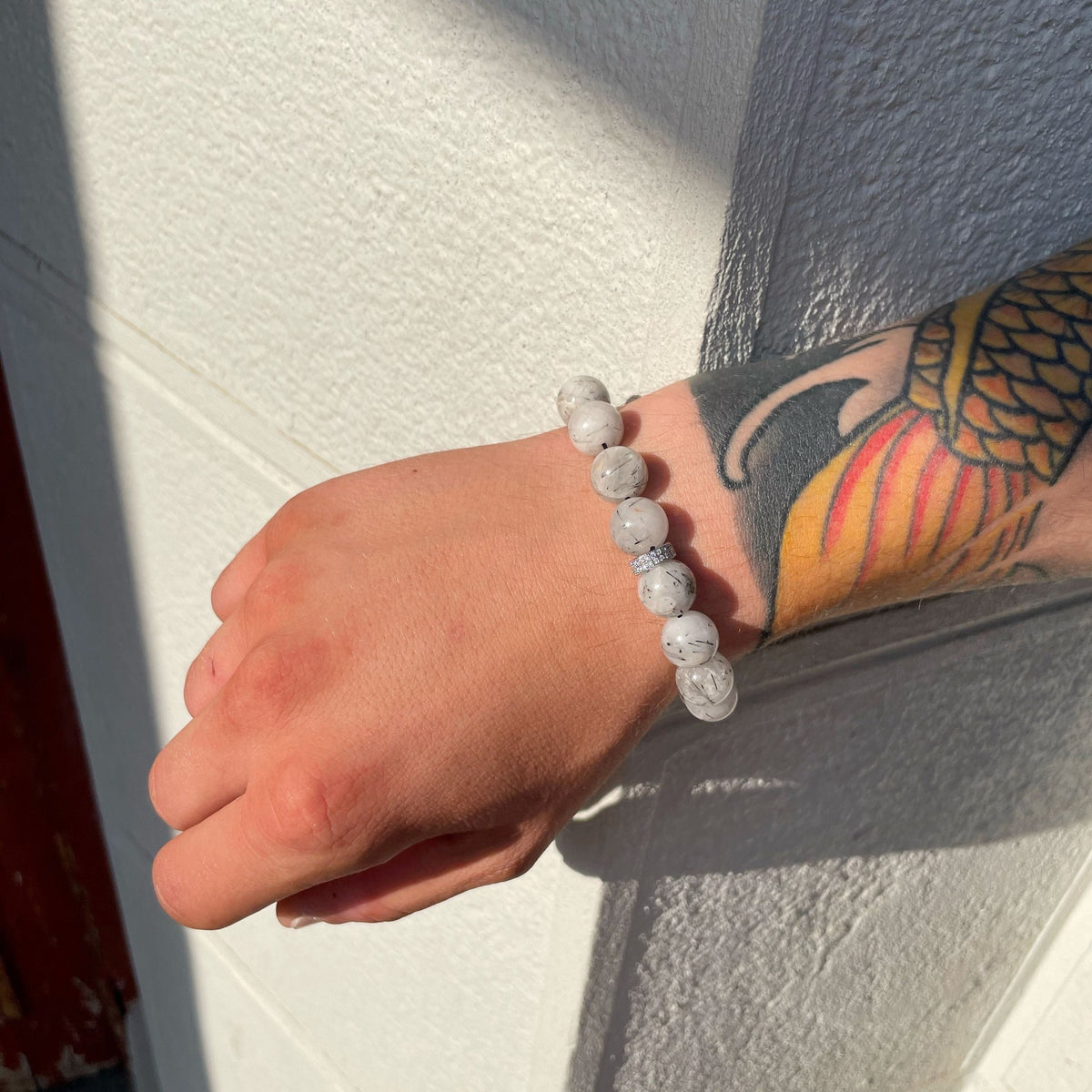 Rutilated Quartz Bracelet | Natural Gemstone & Zircon Accent