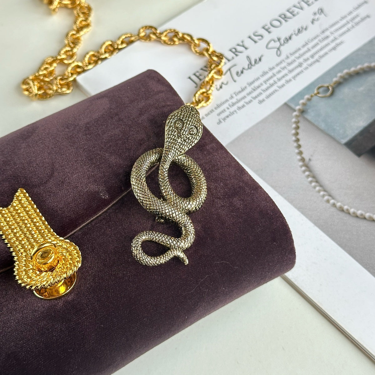 Antique Gold Snake Brooch