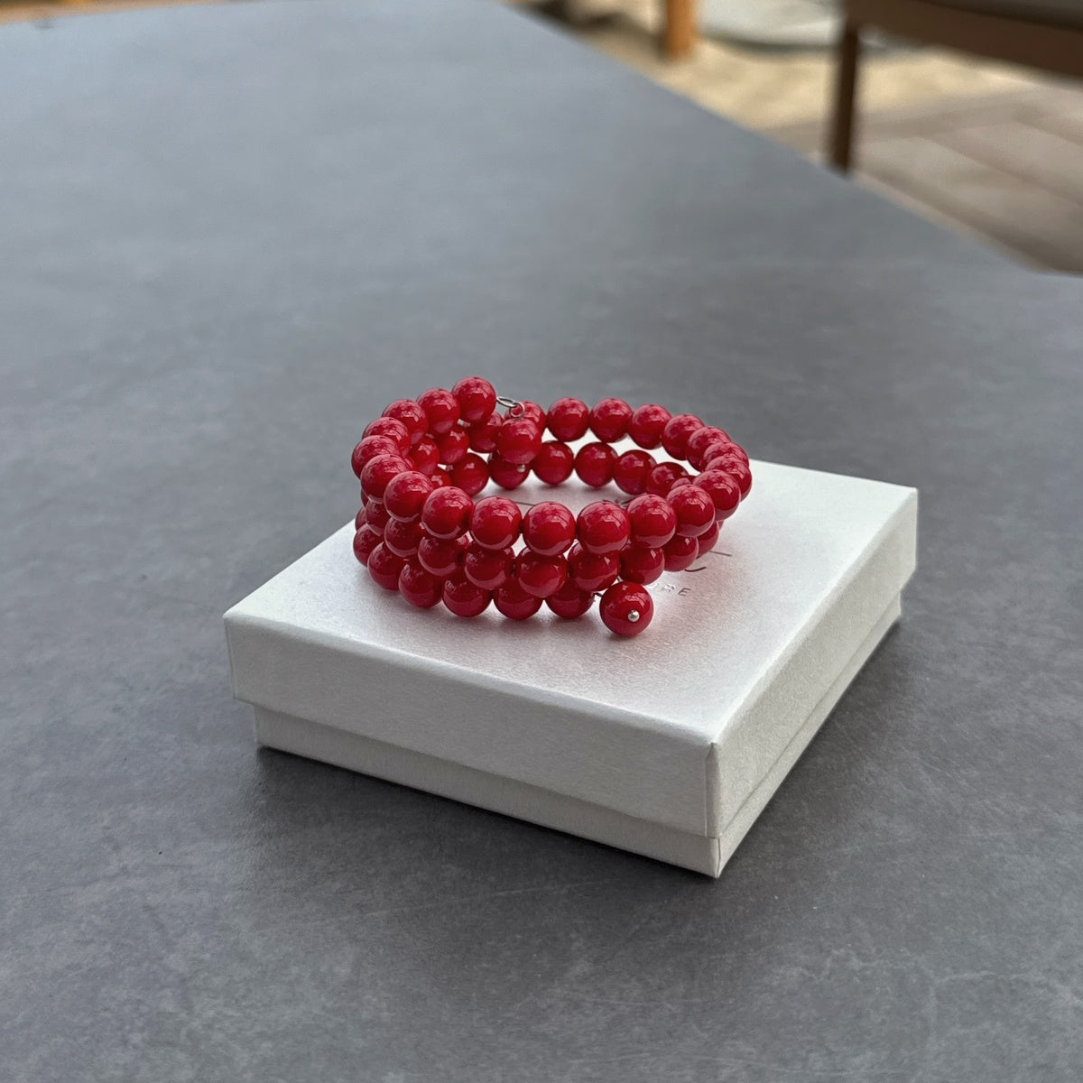 Vibrant Red Majorica Pearl Triple Wrap Bracelet, Romantic Boho Summer Jewelry