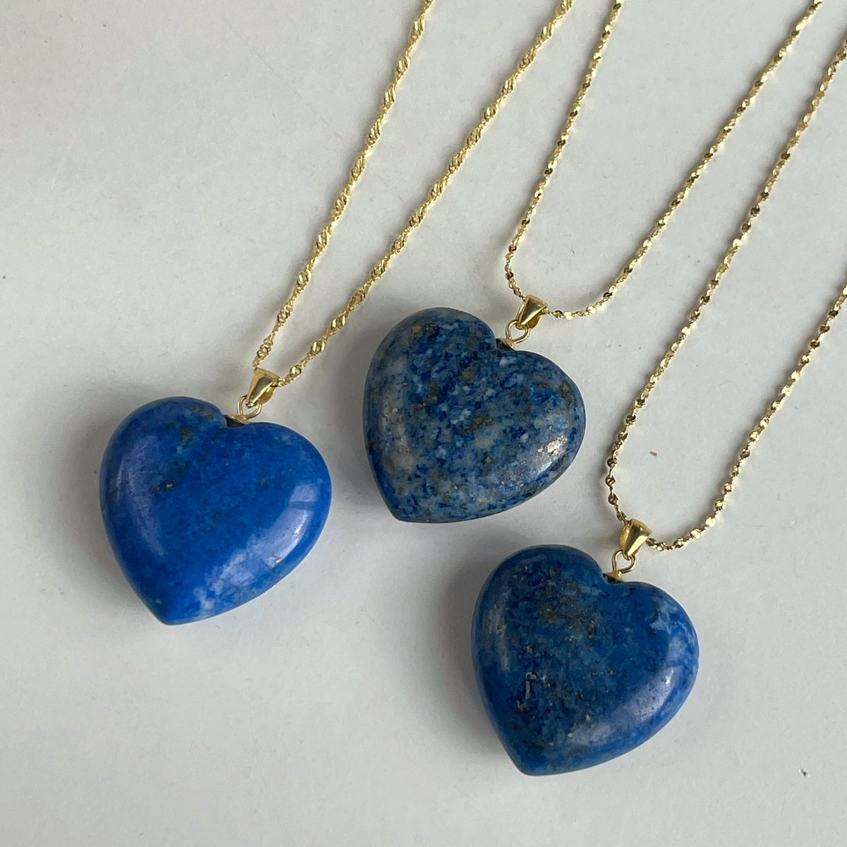 Natural Cobalt Blue Lapis Lazuli Heart Pendant 2.5cm | Gold & Silver