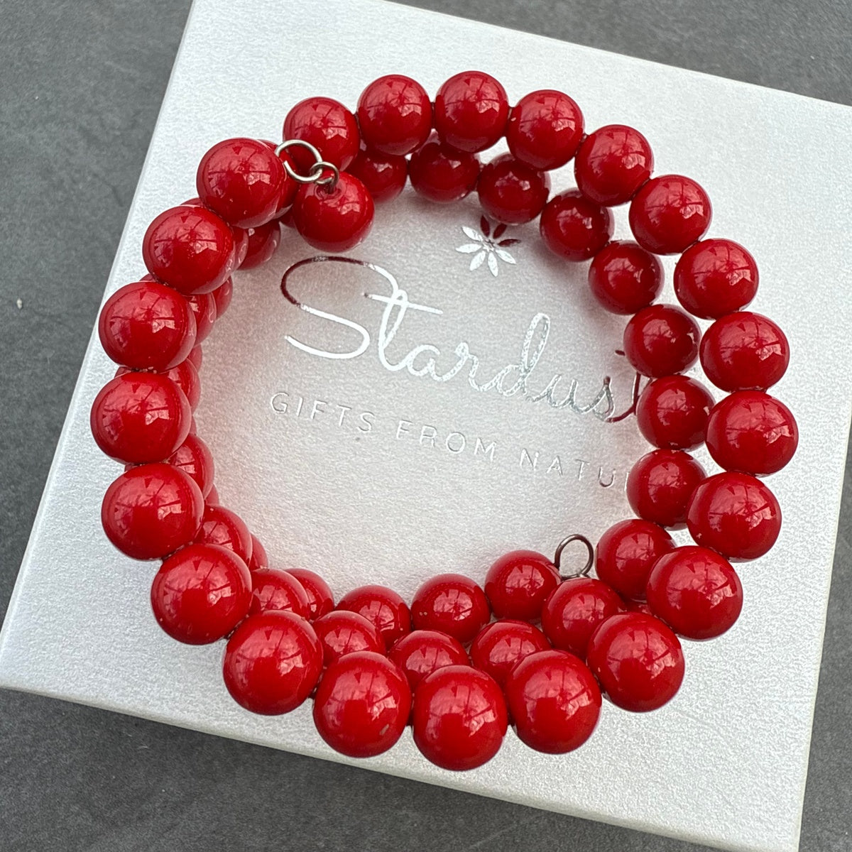 Vibrant Red Majorica Pearl Triple Wrap Bracelet, Romantic Boho Summer Jewelry
