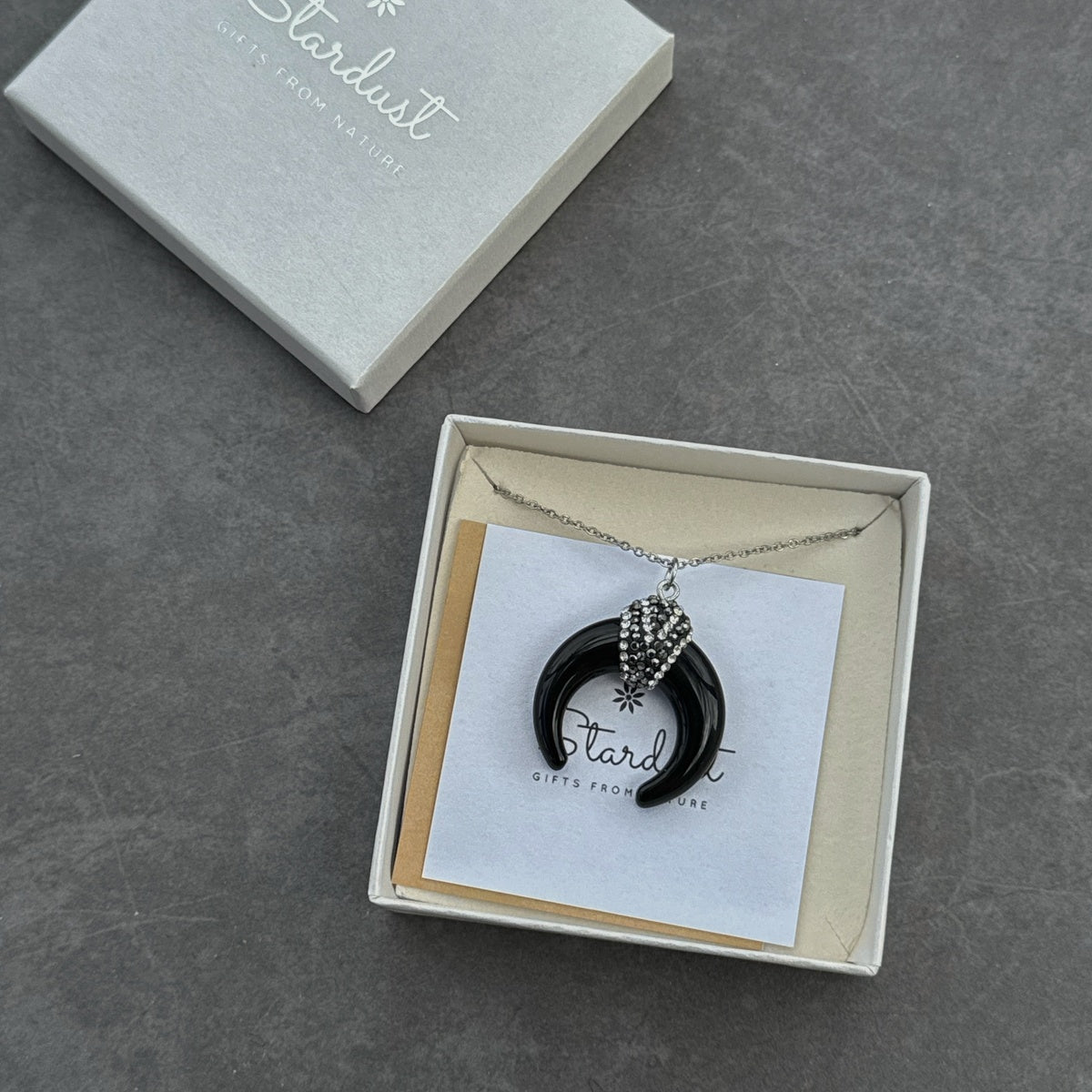 Black Obsidian horn pendant, genuine obsidian necklace, silver chain, boho chic jewelry