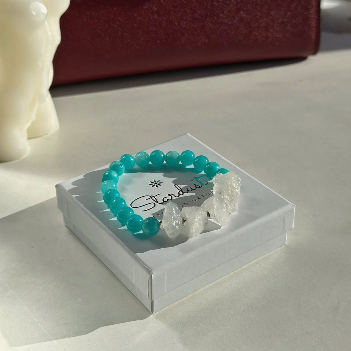 Blue Agate & Raw Clear Quartz Bracelet
