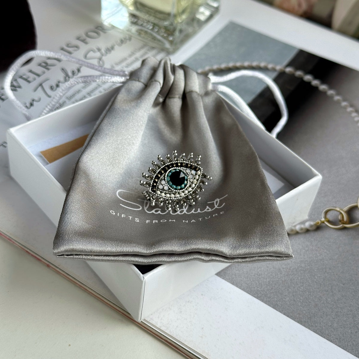 Evil Eye Brooch with Zircons
