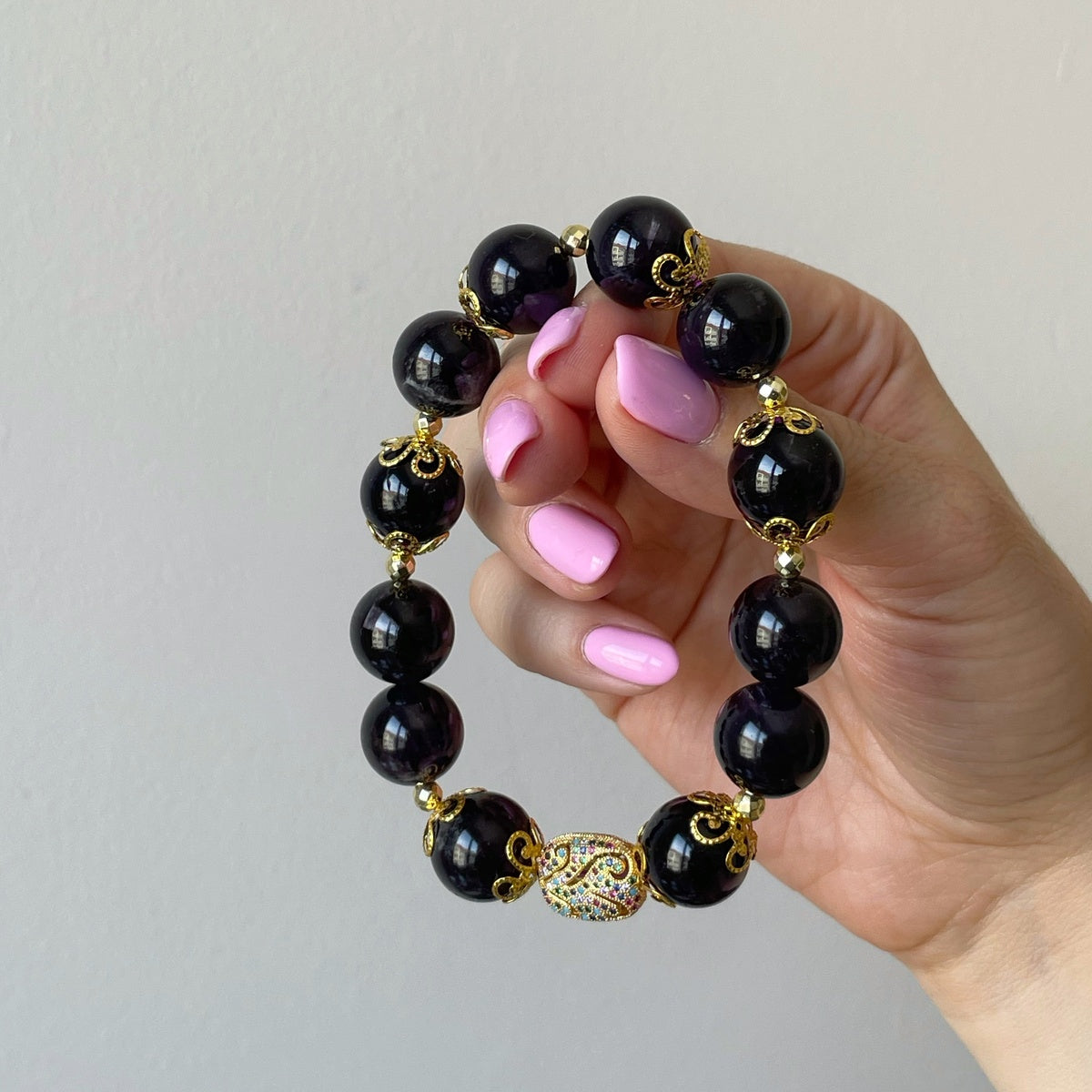 Luxury Amethyst Bracelet | Gold Filigree & Austrian Zircon Accents