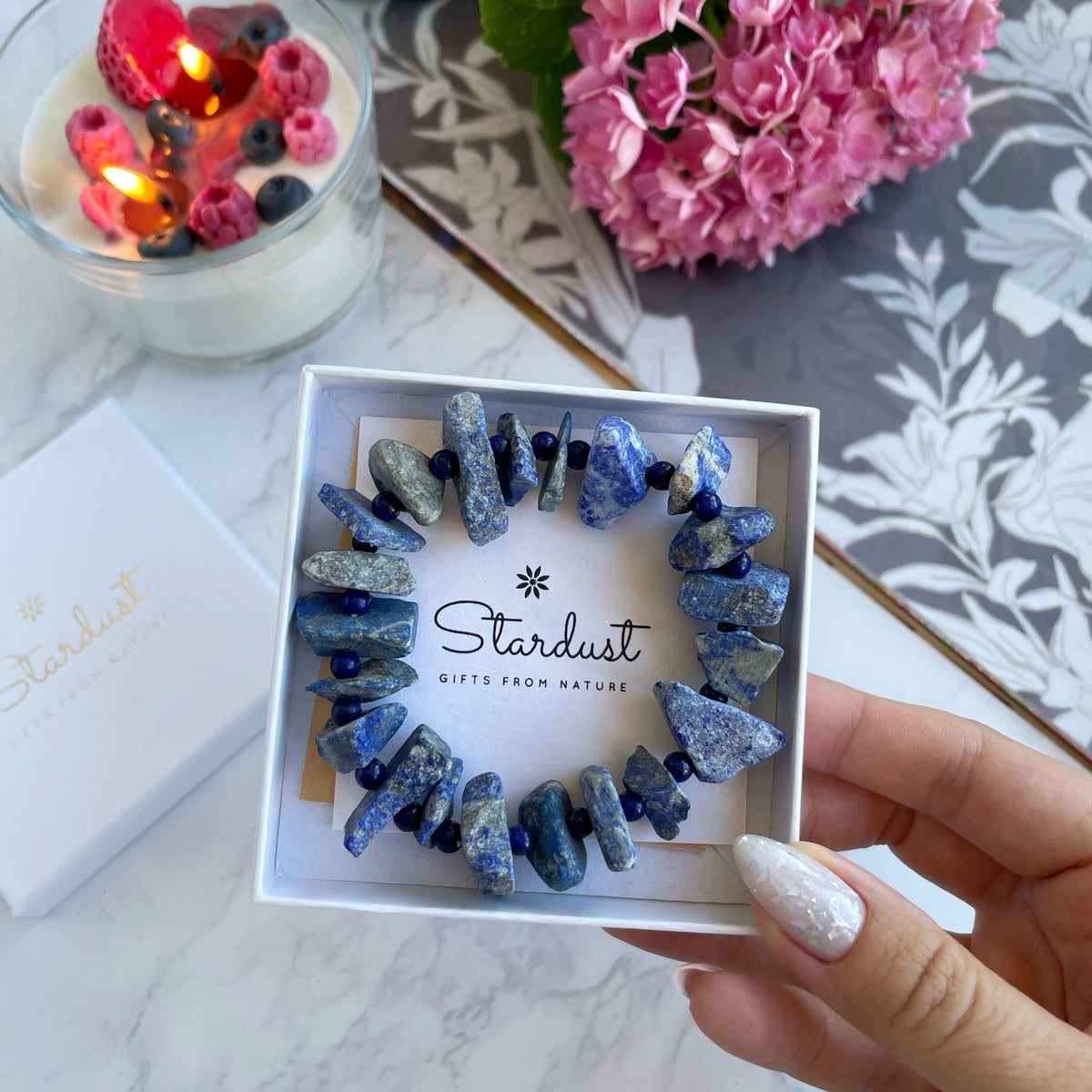 Raw Sodalite Bracelet | Natural Blue Gemstone & Sodalite Beads