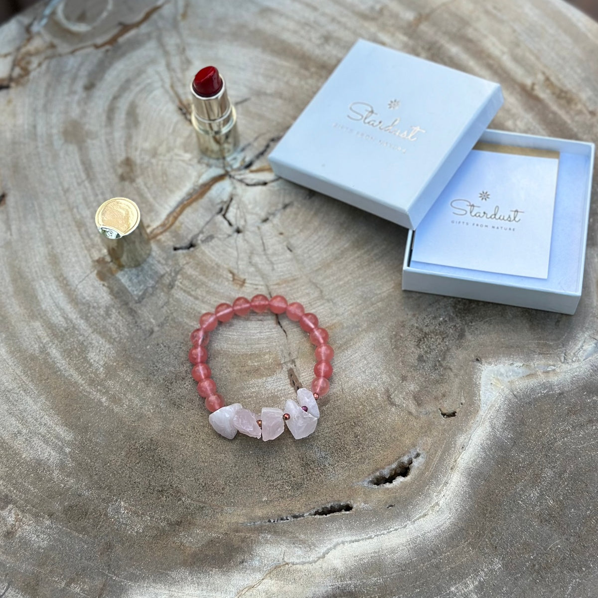 Rose Aura | Cherry Quartz & Raw Rose Quartz Bracelet