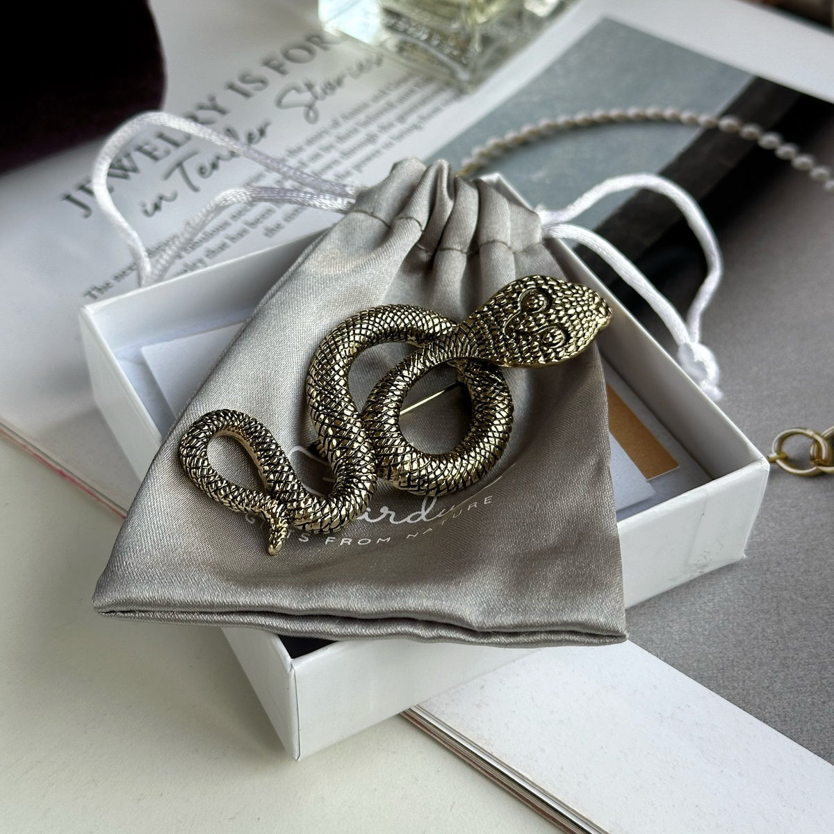 Antique Gold Snake Brooch