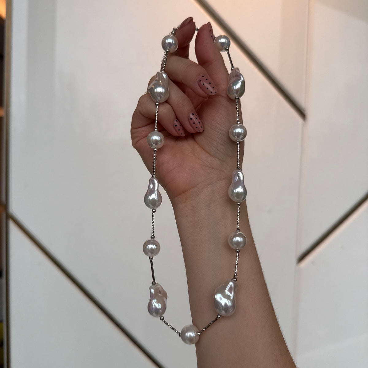Silver Baroque Pearl Necklace