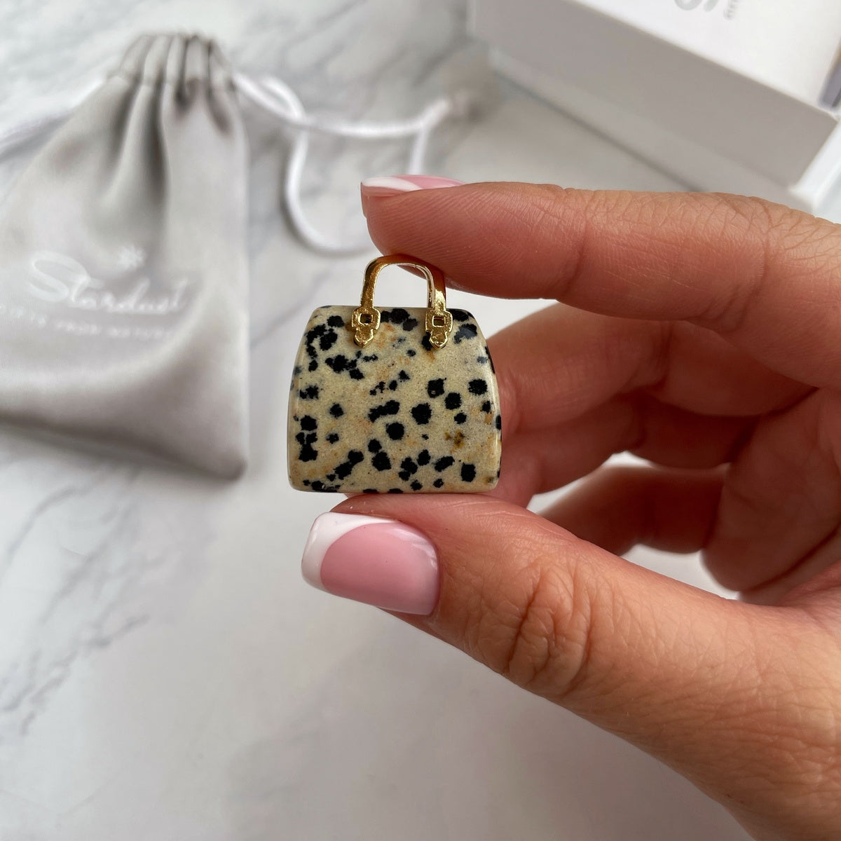 Modern Gemstone Handbag Keychain | Mini Crystal Bag Charm
