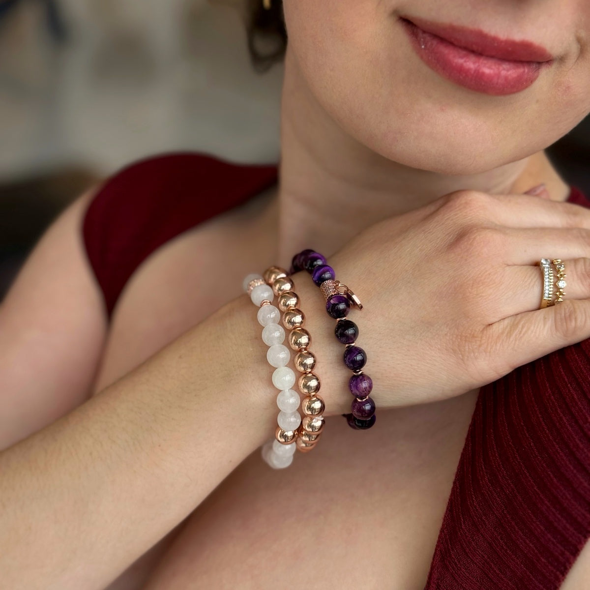 Purple Natural Stone Bracelet Set
