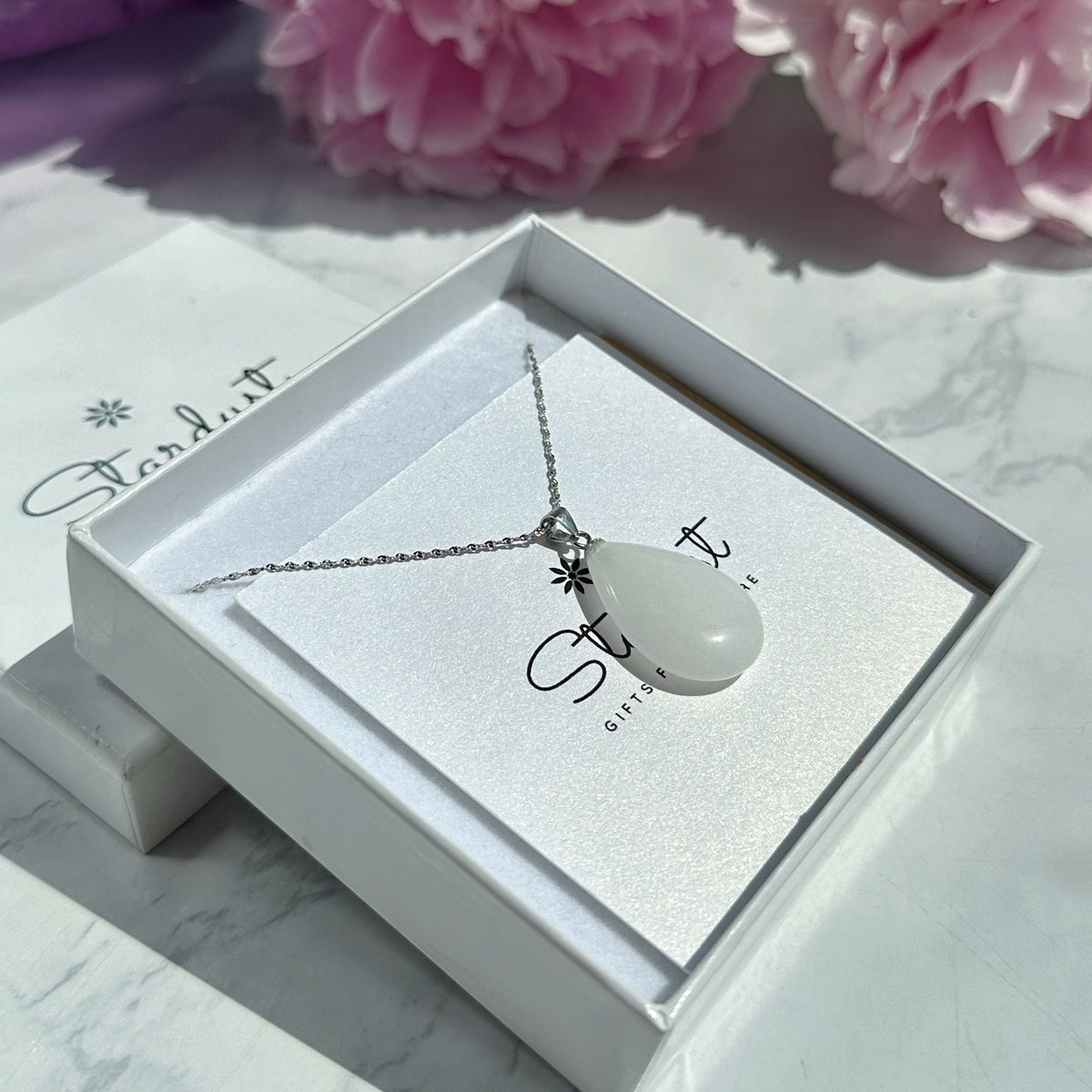 White Snow Quartz pendant Sterling Silver