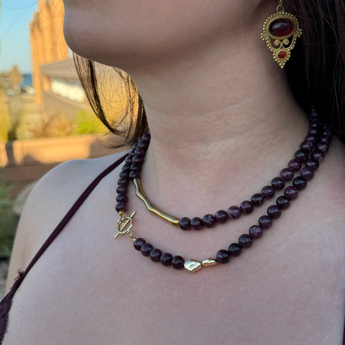 Garnet Double Layer Necklace