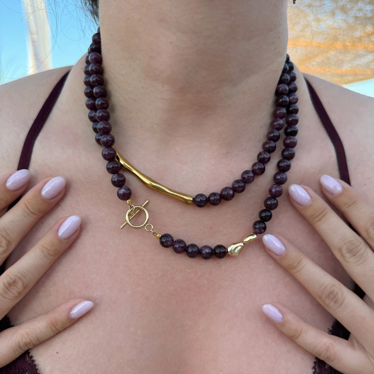 Garnet Double Layer Necklace