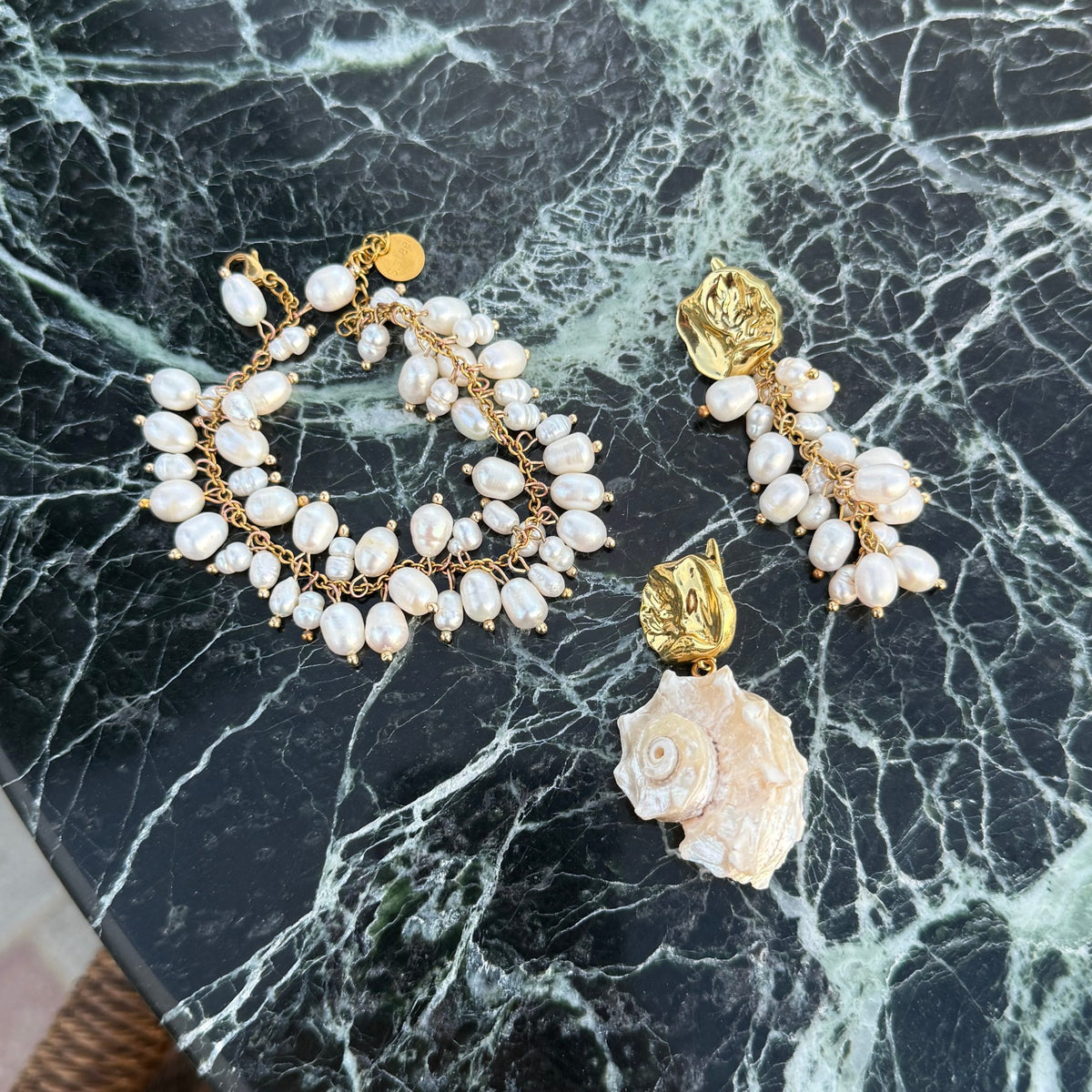 Asymmetrical Freshwater Pearl Earrings, Handmade Pearl Statement Earrings