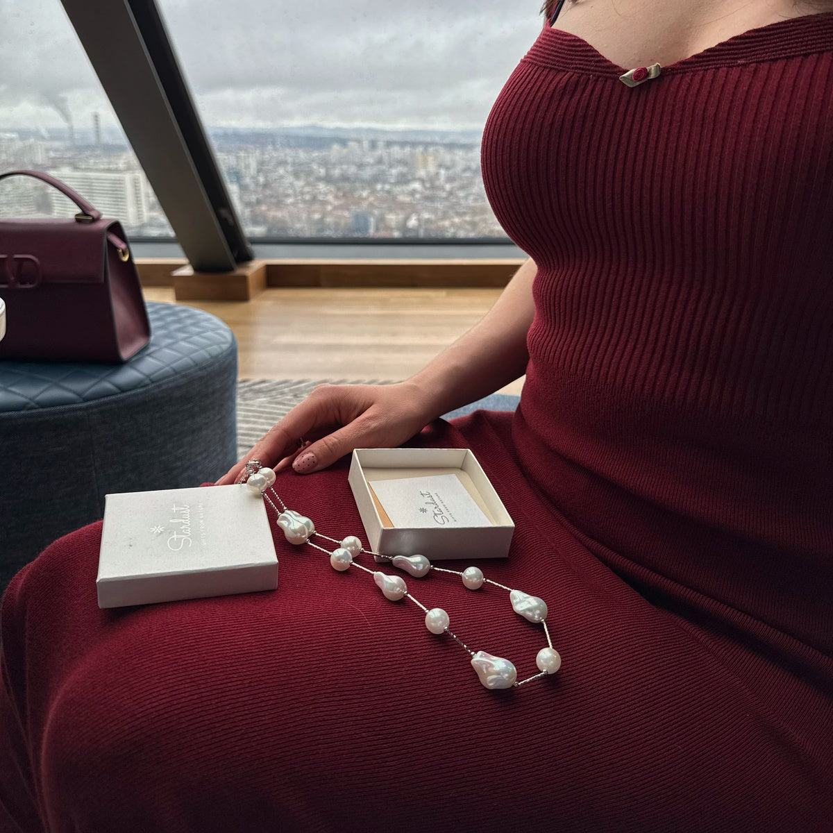 Silver Baroque Pearl Necklace