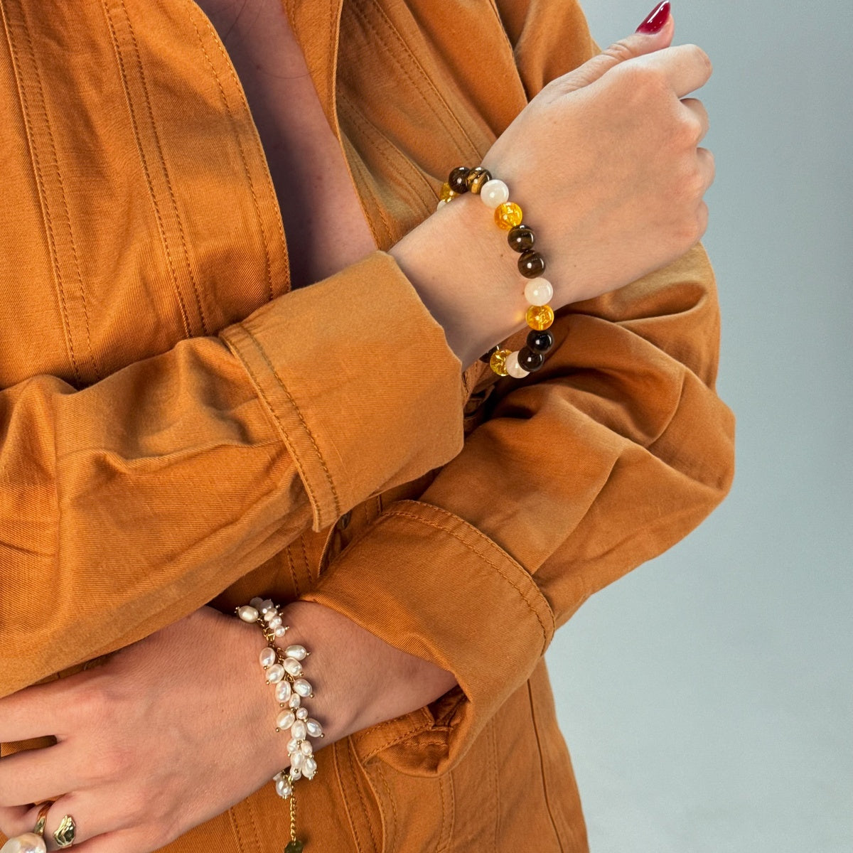 Citrine Moonstone Tiger Eye Bracelet