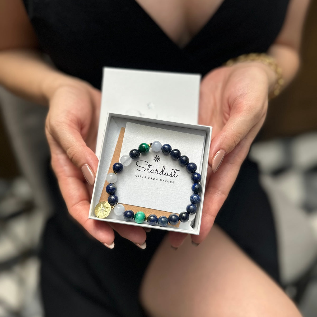 Premium Lapis Lazuli Bracelet with Malachite and Angelite