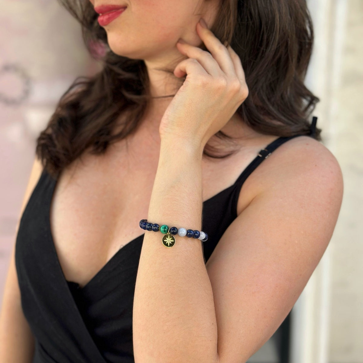 Premium Lapis Lazuli Bracelet with Malachite and Angelite