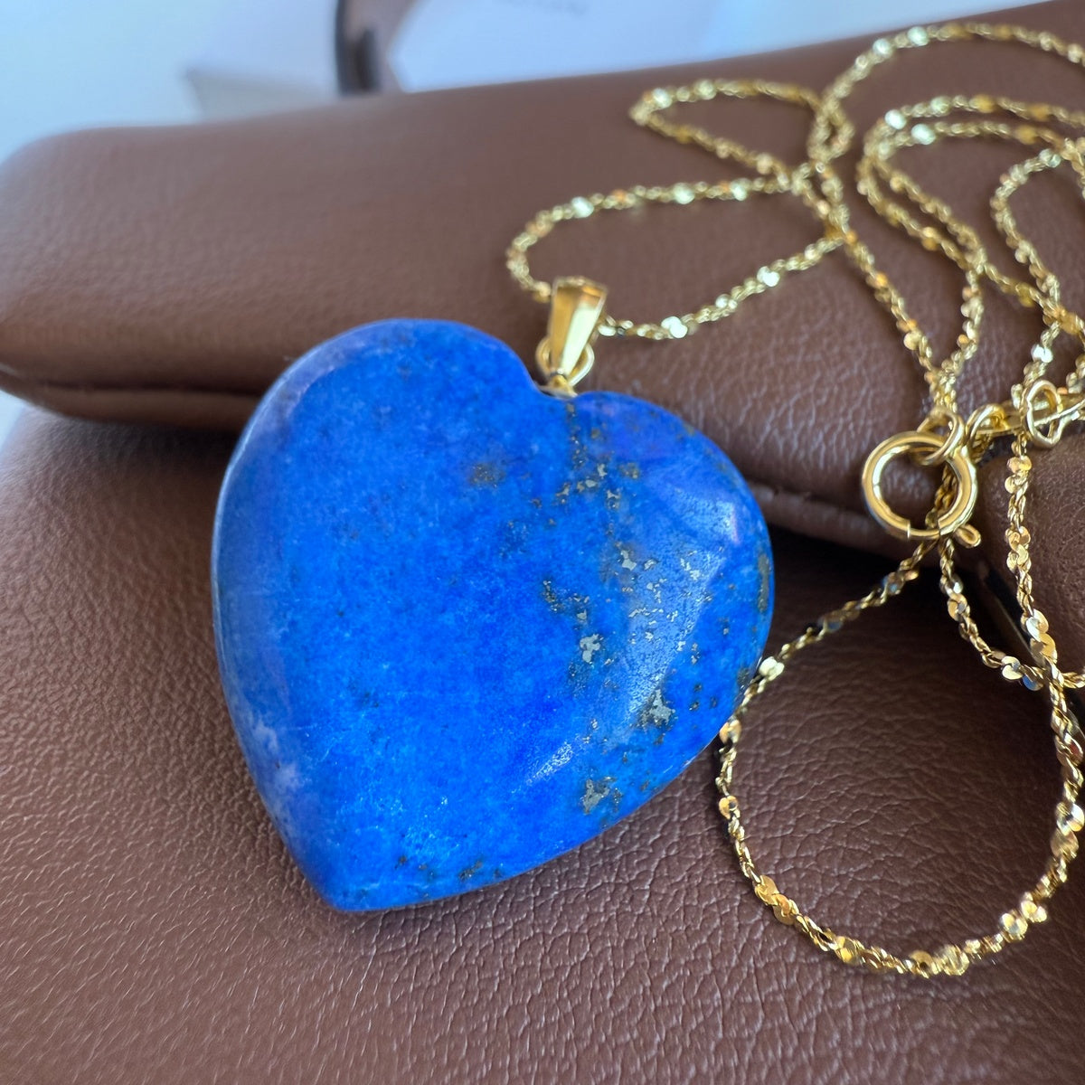 Natural Cobalt Blue Lapis Lazuli Heart Pendant 2.5cm | Gold & Silver