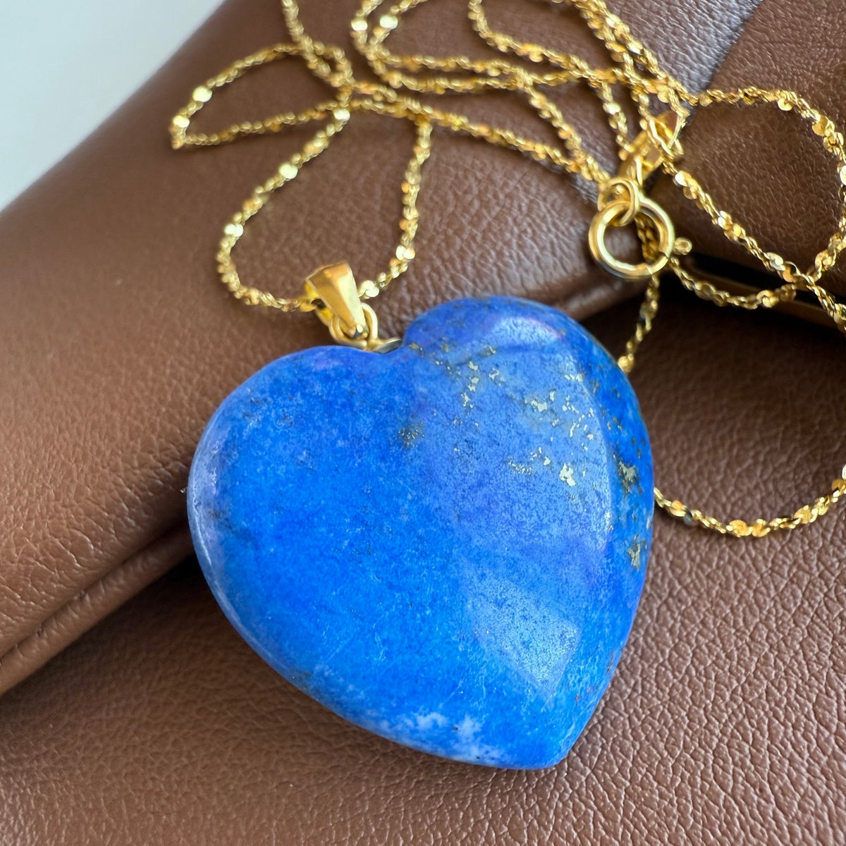 Natural Cobalt Blue Lapis Lazuli Heart Pendant 2.5cm | Gold & Silver