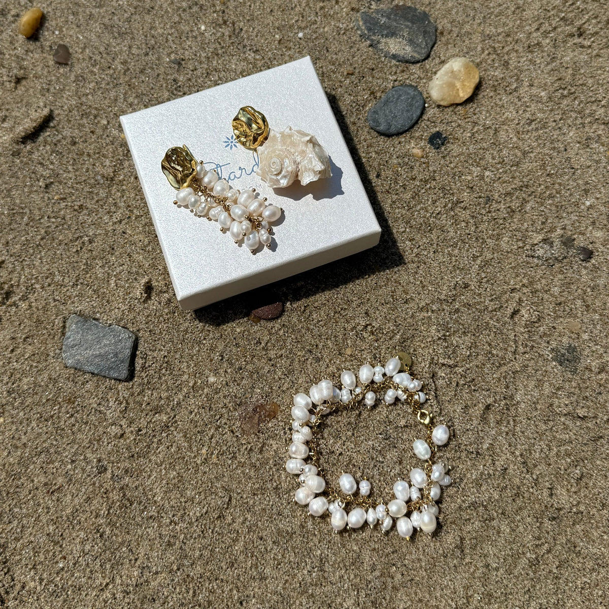 Asymmetrical Freshwater Pearl Earrings, Handmade Pearl Statement Earrings