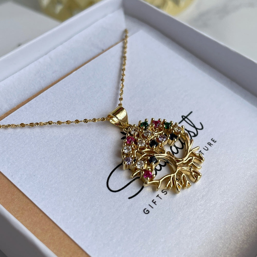 18k Gold plated Tree of life necklace with zircons