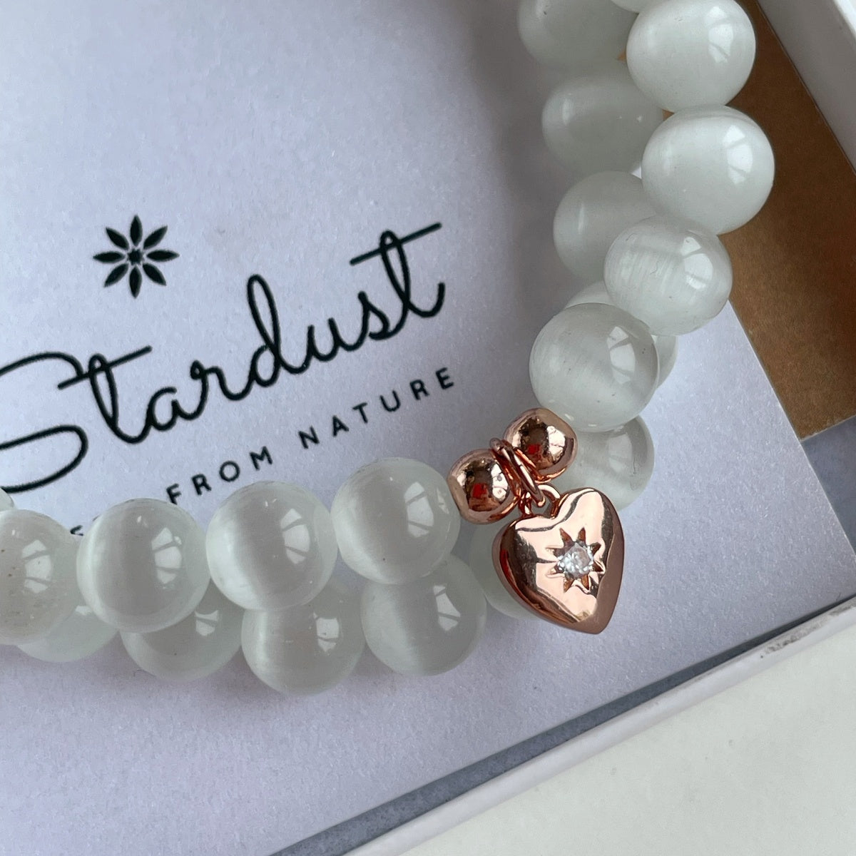 White Cat's Eye bracelet set