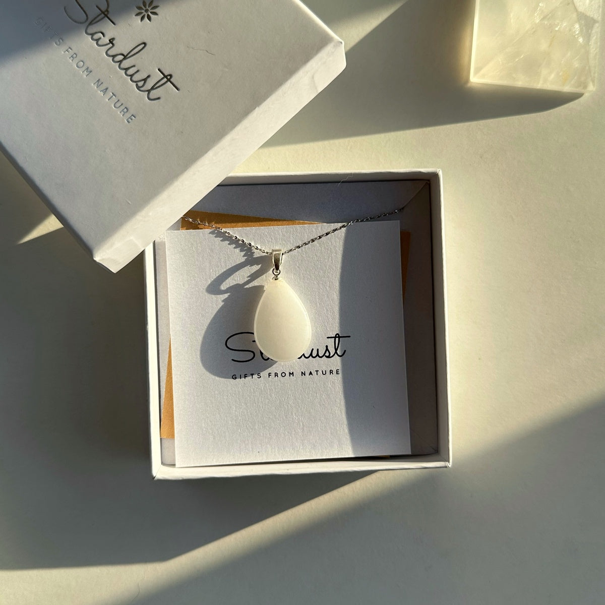 White Snow Quartz pendant Sterling Silver