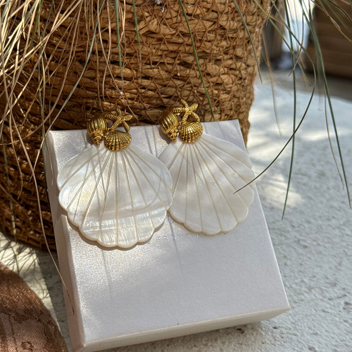 Natural Shell Statement Earrings