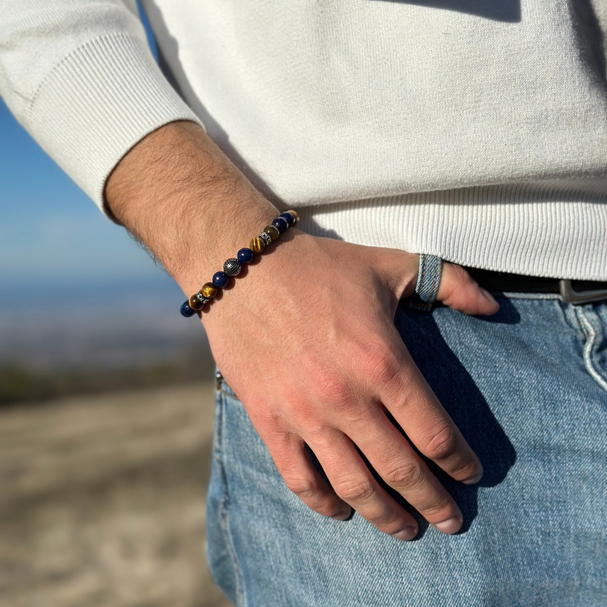 Luxury Men’s Bracelet with Lapis Lazuli & Tiger Eye