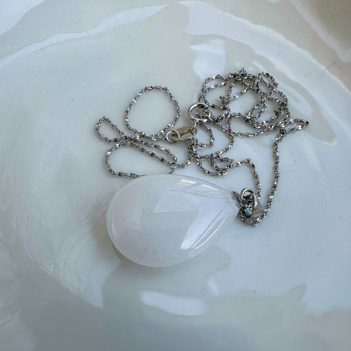 White Snow Quartz pendant Sterling Silver