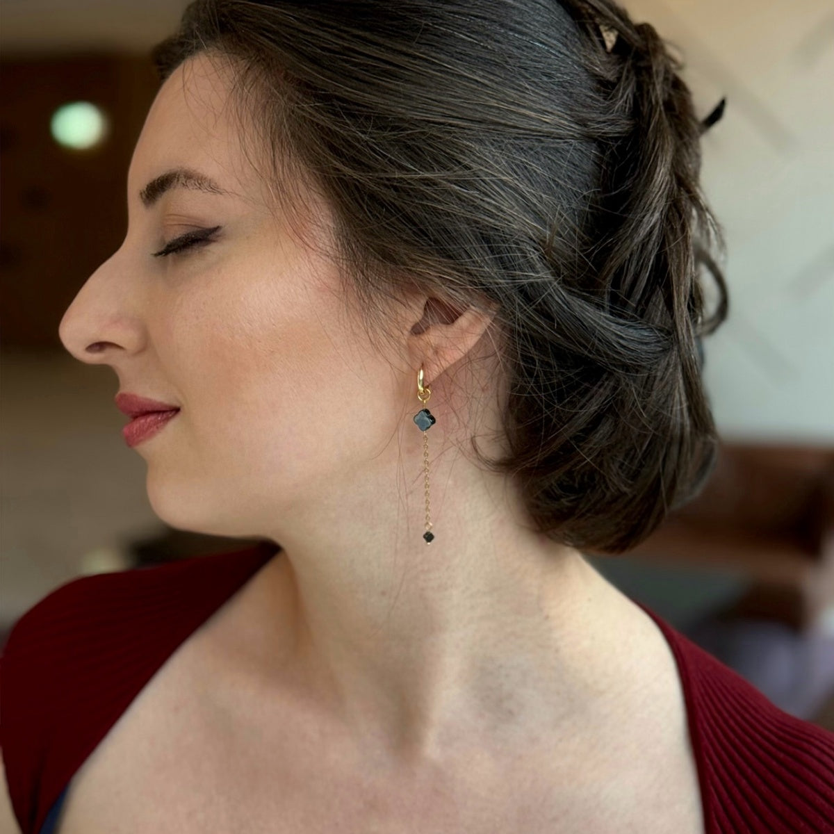 Éclat d’Argent | Handmade Hematite Clover Earrings