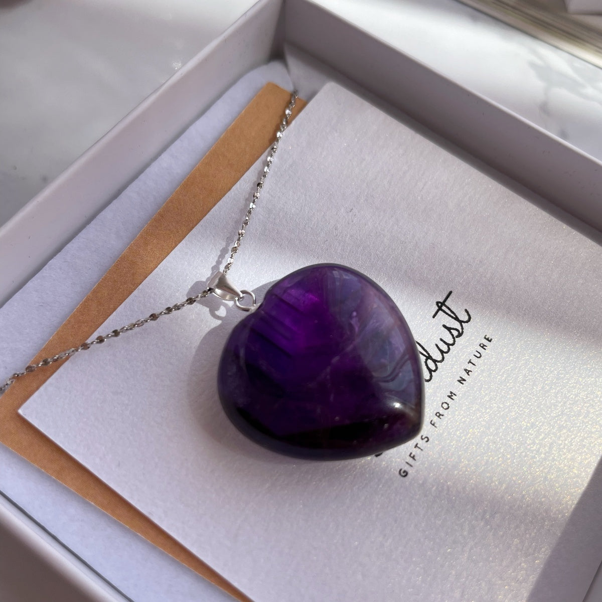 Amethyst heart Pendant 2.5cm